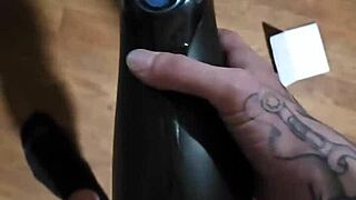 Amateur Dude Tests His Brand New Masturbator Toy Hard