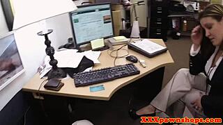 Busty babe pawns her wet pussy for cash facial!