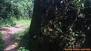 A sex-addicted wife begs for fucking anywhere along the village stream path in hardcore action.