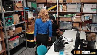 Busty Uniformed Milf Cop Commands Thief Lick Pussy Office