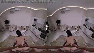 Dark Room VR Brunette Shaved Pussy Handjob Titjob Blow