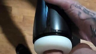 Amateur Dude Tests His Brand New Masturbator Toy Hard