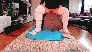 wanna break free with no panties no bra in this fat ass yoga workout?