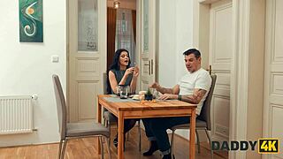 Daddy4K: Hot GF Cheats Quietly with Daddy While I Watch TV!