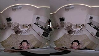 Dark Room VR Brunette Shaved Pussy Handjob Titjob Blow