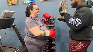 my bbw curves bounce as i suck off my fitness instructor's huge cock