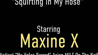 Maxine X relaxes with her favorite dildo in free time