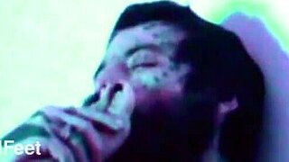 imagine her feet owning your cock while she chokes you