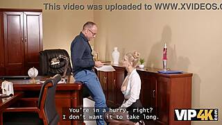 sexy blonde's long legs spread wide in casting fuck