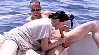 swallowing cum after deepthroat blowjob on high seas boat
