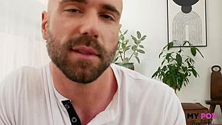 Tattooed muscular husband Danny Steele fingers shaved pussy then fucks hard in dirty talk FPov boyfriend roleplay