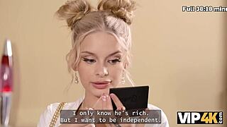 sexy blonde's long legs spread wide in casting fuck