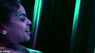 imagine her feet owning your cock while she chokes you