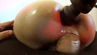 japanese stepsis toys her ass with big cock dildo