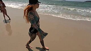 Hot orgy on deserted beach with naughty brazilian sluts kissing fucking