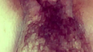 Her clit swelled huge like micro penis after hairy pussy fuck!