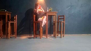 Redhead Slut Excitedly Fucks Waiter Bareback in Restaurant!