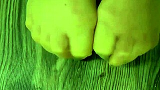 girl pops balloons in pantyhose stockings