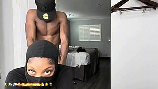 sexy curvy ebony arab chick dildos her ass then takes real cock pounding from friend