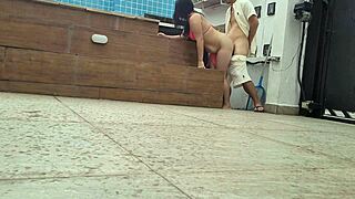 banging hotwife cheats on husband with pool boy rough doggystyle