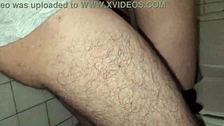 Sneaky service employee fucked hard in steamy bathroom hideaway