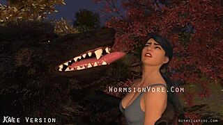 Werewolf Monster Cock Swallows Barefoot Cocktail Waitress Feet