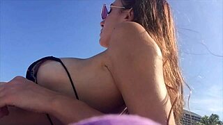 italian milf artemisia flashes huge tits 🔥 smoking beach tease 😏