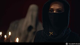 Sexy vampire lesbians submit as slaves in mesmerized threesome