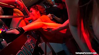 Club bitches sucking cocks before group orgy fuck?