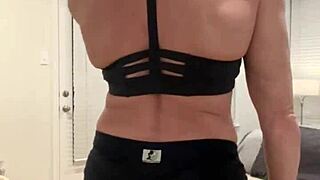 hey fans this muscular milf housewife flexes her big tits for ya