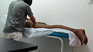 the doctor massages his patient sensually in hospital