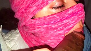 Blindfolded ebony latina slurps sloppy BBC pov spit