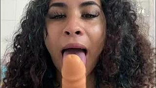 Hey client watch me ride dildo in my pretty shaved pussy shower