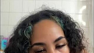 Hey client watch me ride dildo in my pretty shaved pussy shower