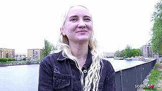german scout picks up skinny blonde teen daruma rai for berlin outdoor casting fuck