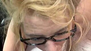 Streetwalker Glasses Deepthroats Cum-Filled Cock After Bareback!