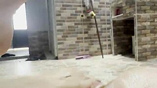 alone on balcony fingering shaved pussy while stepbro cooks close up