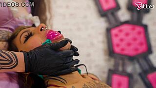 double latex spit and dildo-fuck your goth slave!!