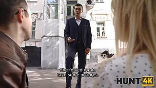 Hunt4k. Tattooed Russian GF Assfucked While Cuck Watches