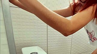 that brazilian brunette worker sneaks off in public bathroom fun