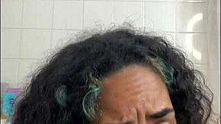 Hey client watch me ride dildo in my pretty shaved pussy shower