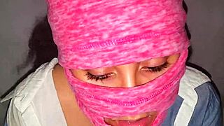 Blindfolded ebony latina slurps sloppy BBC pov spit