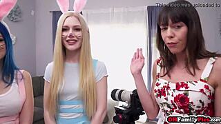 three sexy bunnies deepthroat stepbros monster cock doggystyle fingering muff diving