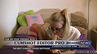 cute blonde teen practices deepthroat on huge webcam dildo
