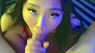 Fishnet Asian Slut's Pronebone To Sloppy Blowjob Fuck Fest