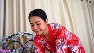 Oriental Milf Swallows Friend's Thick Load After Sloppy Suck