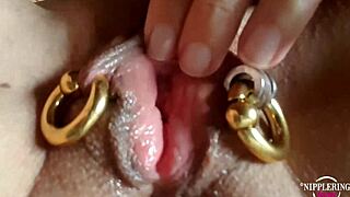 Nippleringlover Milf Rubs Pierced Clit in Extreme Closeup