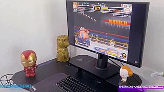 Gamer Boy's Blonde Fantasy FFM Threesome With Big Tits Reality