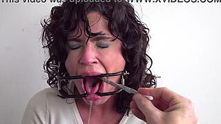 dumb karen gags on covid test deepthroat humiliation in public bdsm