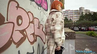 russian redhead with big natural tits gets picked up for public pov fucking in every position